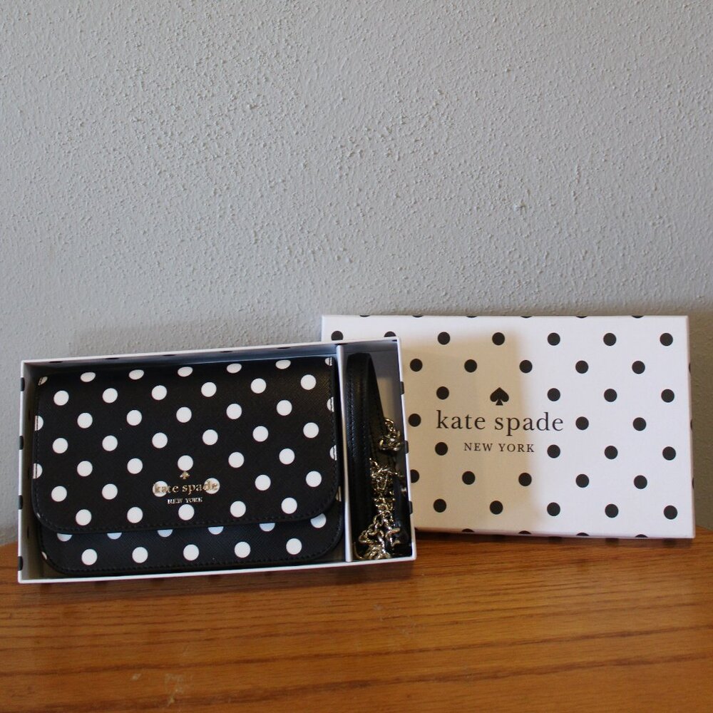 BNIB KATE SPADE Polka Dot Cheers Charming Dot Print Boxed Crossbody